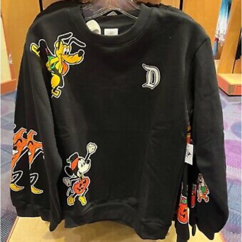 Disney Black Crew Neck Sweater with Colorful Characters